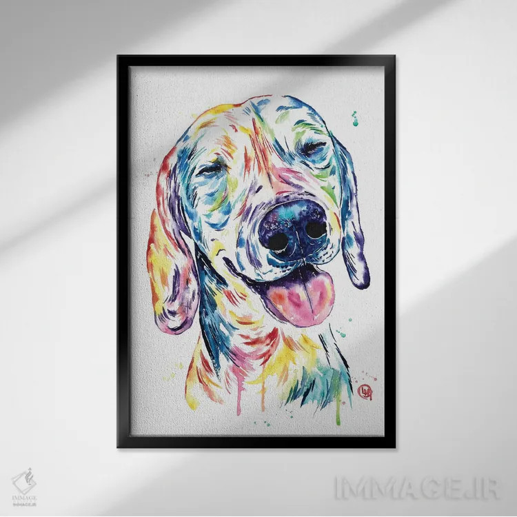 تابلو دکوراتیو سگ کوچکی با قلبی بزرگ اثر لیزا وایت هاوس - نمای قابدار مشکی