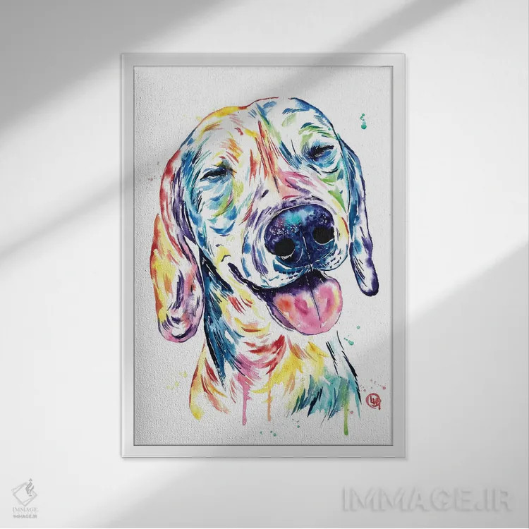 تابلو دکوراتیو سگ کوچکی با قلبی بزرگ اثر لیزا وایت هاوس - نمای قابدار سفید