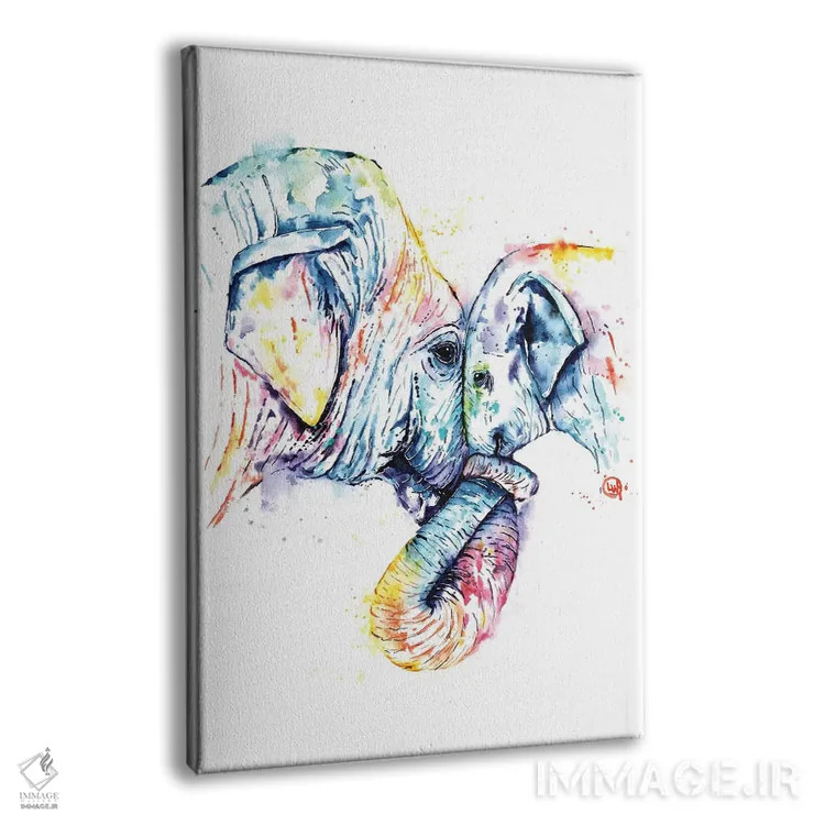 تابلو مدرن فیل مادر و بچه اثر لیزا وایت هاوس - نمای پرسپکتیو محصول