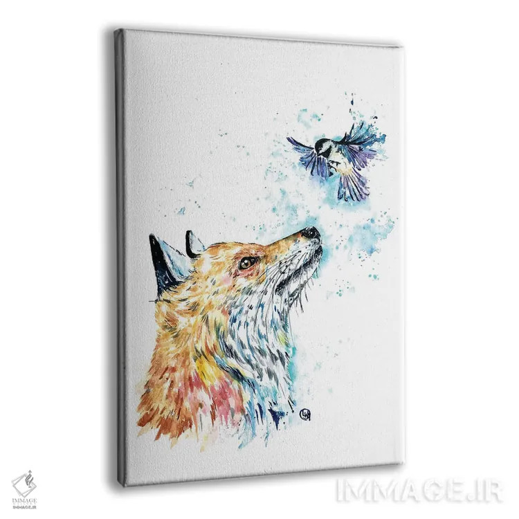 تابلو مدرن روباه و چیکادی اثر لیزا وایت هاوس - نمای پرسپکتیو محصول