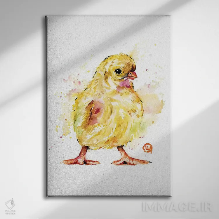 تابلو مدرن جوجه اثر لیزا وایت هاوس - نمای روبهرو روی دیوار