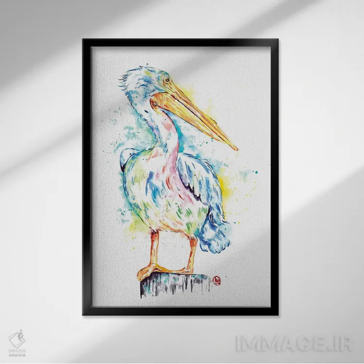 تابلو مدرن پلیکان اثر لیزا وایت هاوس - نمای قابدار مشکی