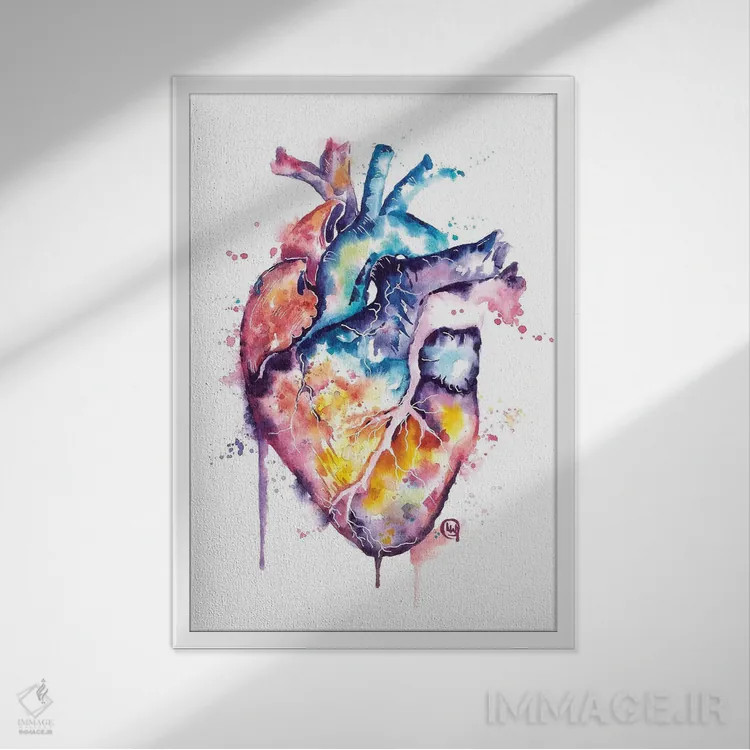 تابلو دکوراتیو قلب انسان اثر لیزا وایت هاوس - نمای قابدار سفید