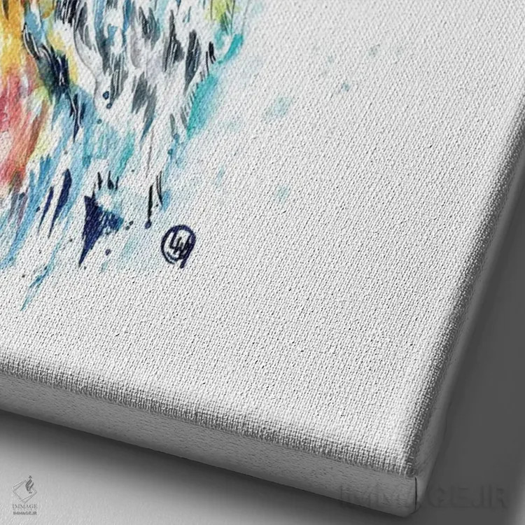 تابلو مدرن روباه و چیکادی اثر لیزا وایت هاوس - نمای نزدیک بافت بوم