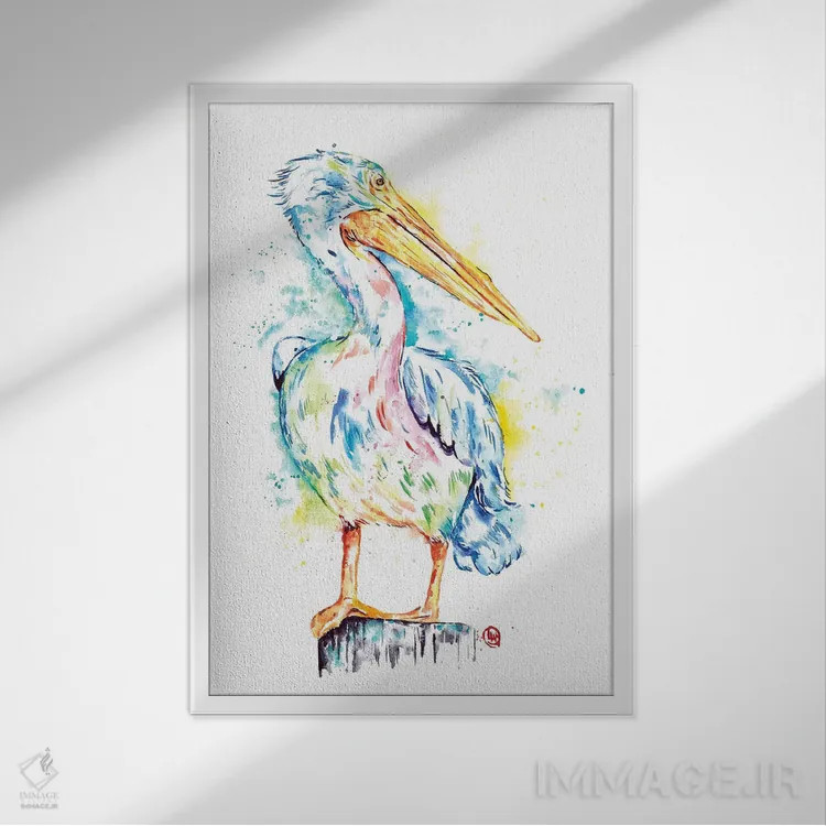 تابلو مدرن پلیکان اثر لیزا وایت هاوس - نمای قابدار سفید