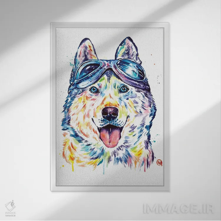 تابلو مدرن هاسکی های خلبان اثر لیزا وایت هاوس - نمای قابدار سفید