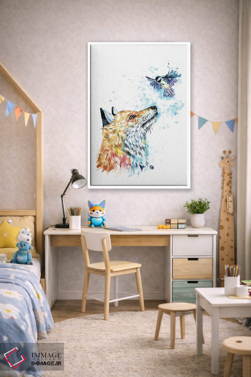 تابلو مدرن روباه و چیکادی اثر لیزا وایت هاوس - D1W