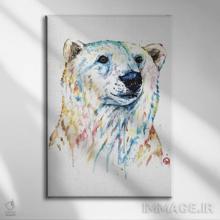 تابلو مدرن پرتره خرس قطبی اثر لیزا وایت هاوس - نمای روبهرو روی دیوار