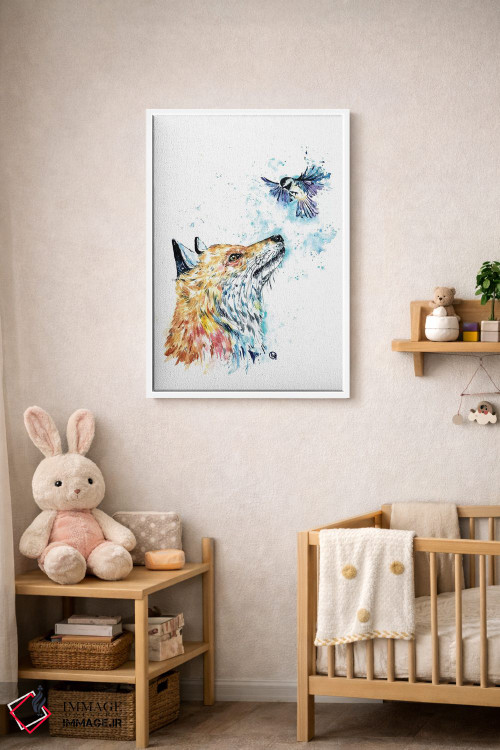 تابلو مدرن روباه و چیکادی اثر لیزا وایت هاوس - D3W