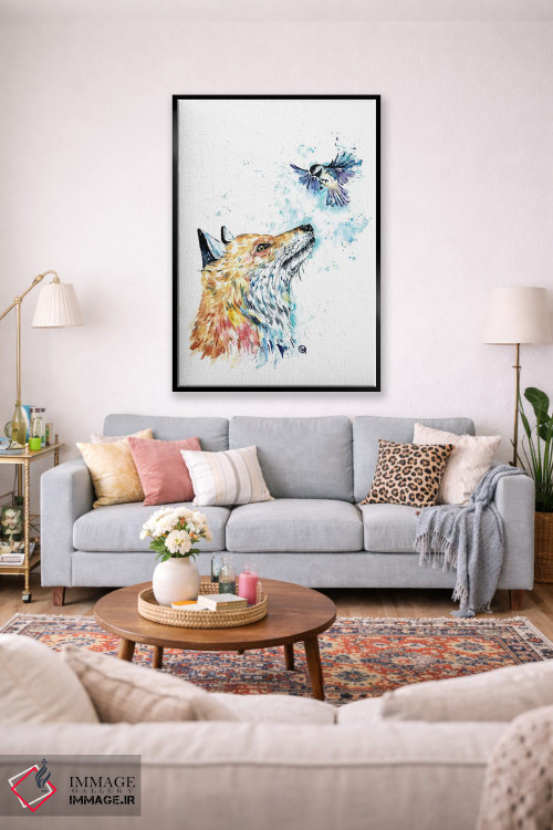 تابلو مدرن روباه و چیکادی اثر لیزا وایت هاوس - D2B