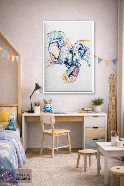 تابلو مدرن فیل مادر و بچه اثر لیزا وایت هاوس - D1W