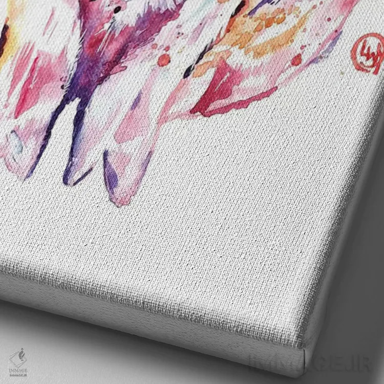 تابلو مدرن خوک کوچولو اثر لیزا وایت هاوس - نمای نزدیک بافت بوم