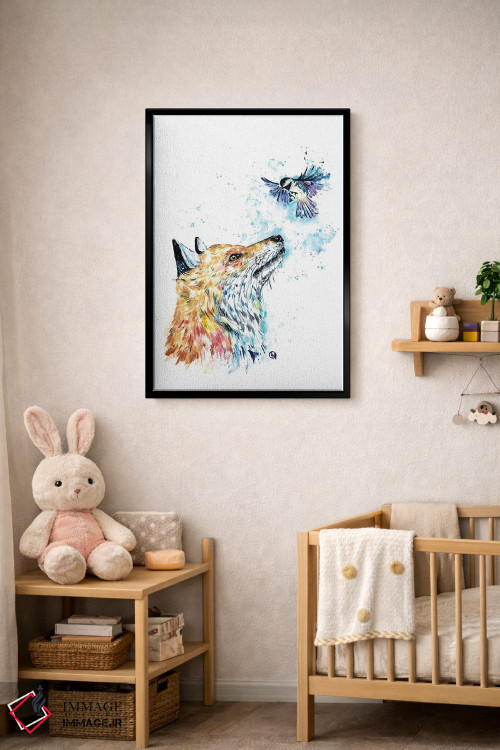 تابلو مدرن روباه و چیکادی اثر لیزا وایت هاوس - D5B