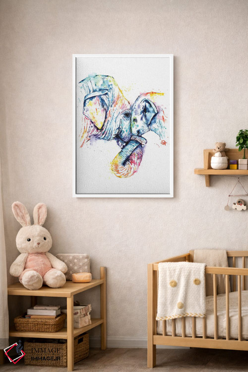 تابلو مدرن فیل مادر و بچه اثر لیزا وایت هاوس - D3W