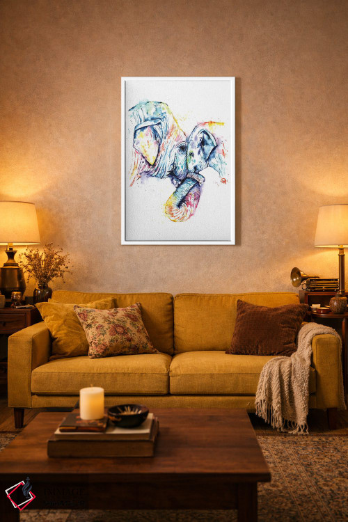 تابلو مدرن فیل مادر و بچه اثر لیزا وایت هاوس - D4W