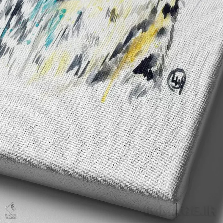 تابلو مدرن پلنگ برفی اثر لیزا وایت هاوس - نمای نزدیک بافت بوم