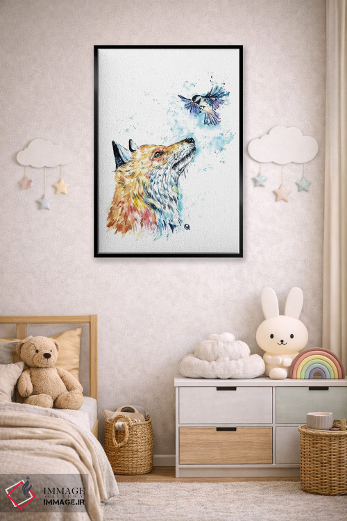تابلو مدرن روباه و چیکادی اثر لیزا وایت هاوس - D6B