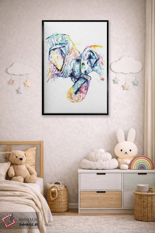 تابلو مدرن فیل مادر و بچه اثر لیزا وایت هاوس - D6B