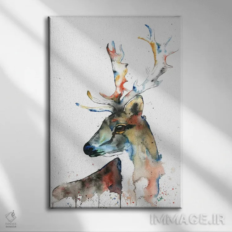 تابلو دکوراتیو گوزن یل اثر لیزا وایت هاوس - نمای روبهرو روی دیوار