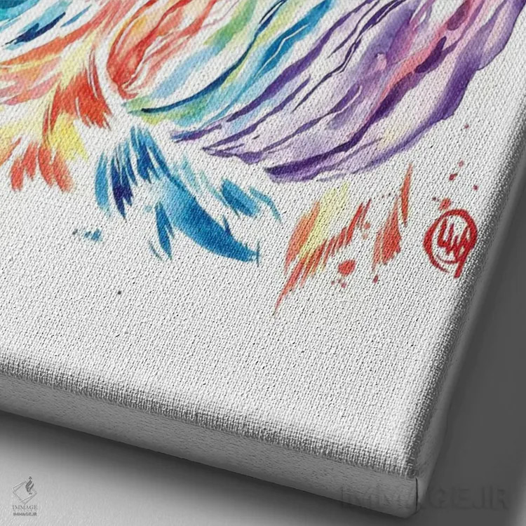 تابلو دکوراتیو کاکر کنجکاو اثر لیزا وایت هاوس - نمای نزدیک بافت بوم