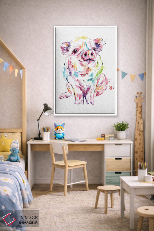 تابلو مدرن خوک کوچولو اثر لیزا وایت هاوس - D1W