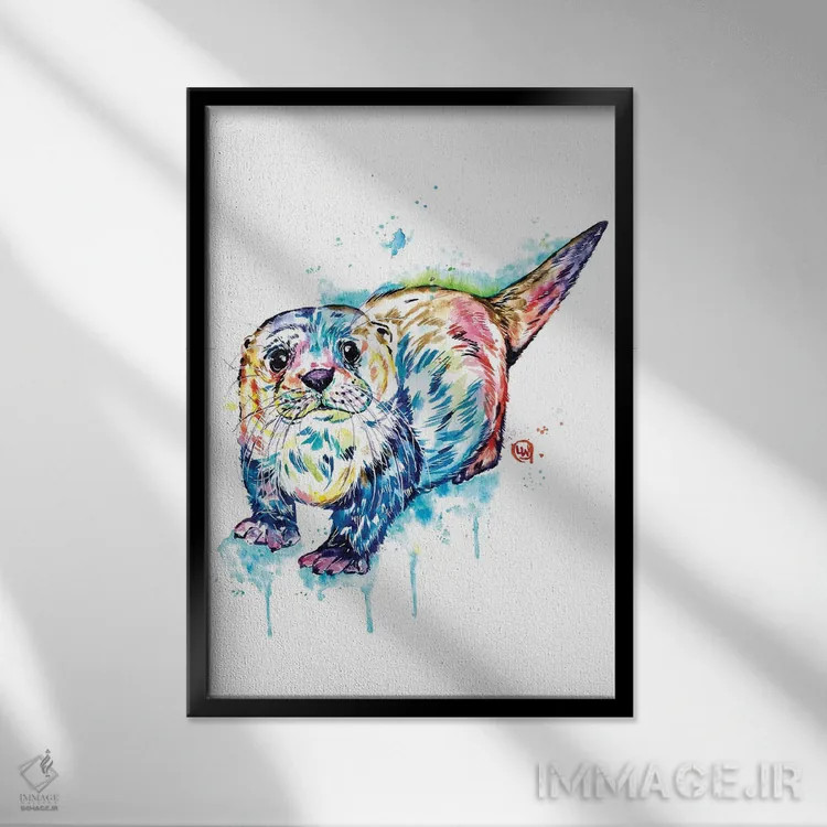 تابلو دکوراتیو سمور بامزه اثر لیزا وایت هاوس - نمای قابدار مشکی