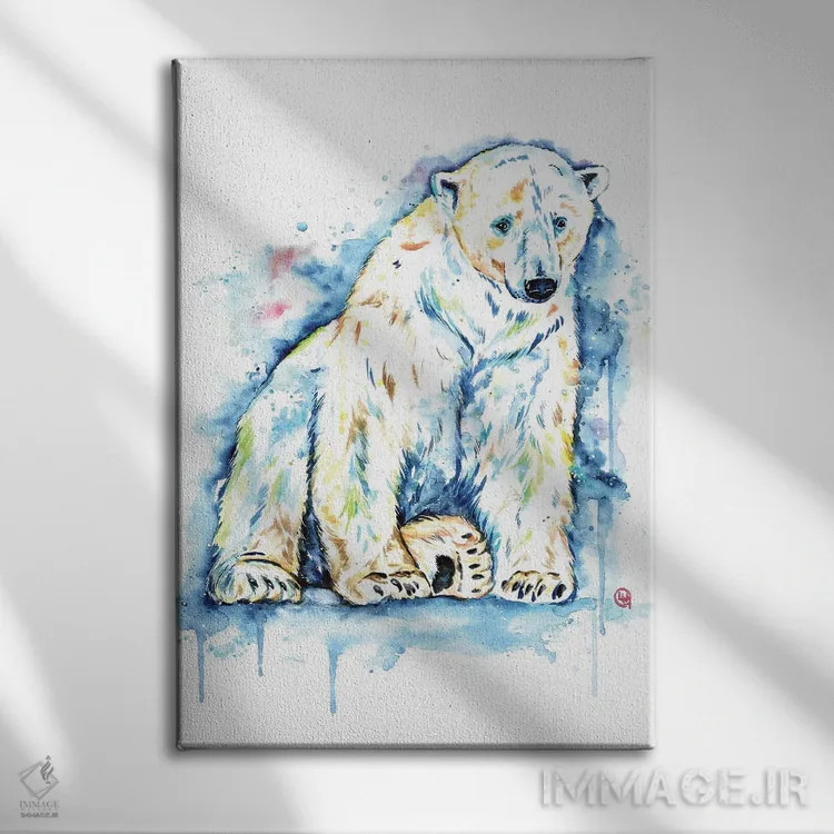 تابلو دکوراتیو خرس قطبی اثر لیزا وایت هاوس - نمای روبهرو روی دیوار