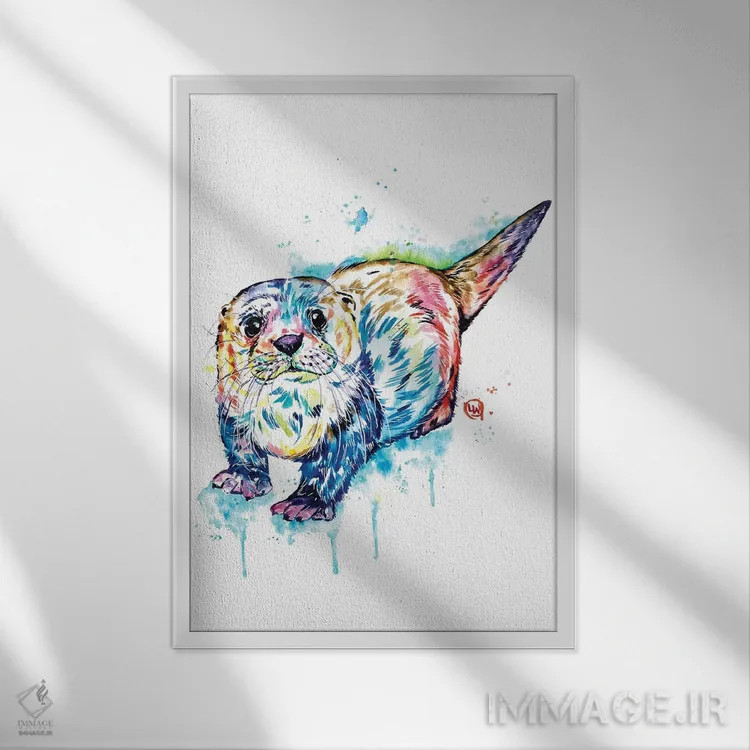 تابلو دکوراتیو سمور بامزه اثر لیزا وایت هاوس - نمای قابدار سفید