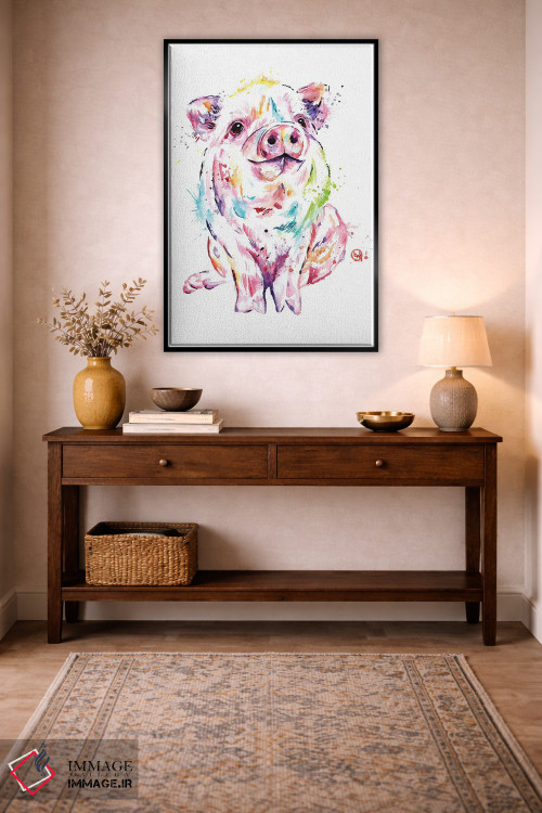 تابلو مدرن خوک کوچولو اثر لیزا وایت هاوس - D5B
