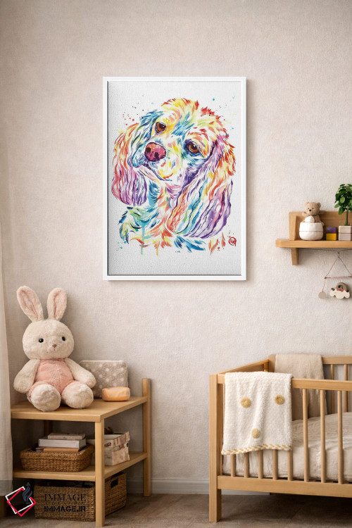 تابلو دکوراتیو کاکر کنجکاو اثر لیزا وایت هاوس - D3W