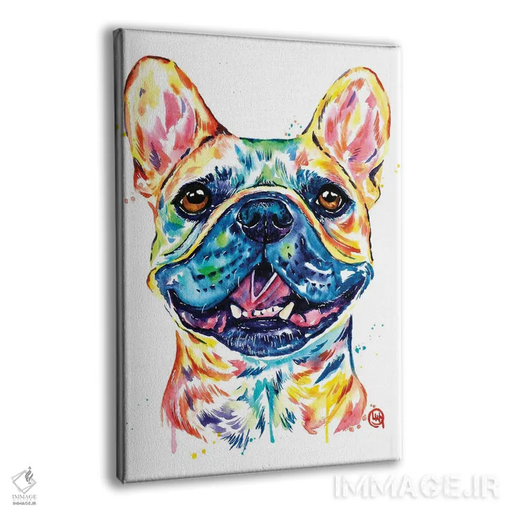 تابلو دکوراتیو بولداگ فرانسوی نخودی رنگ اثر لیزا وایت هاوس - نمای پرسپکتیو محصول