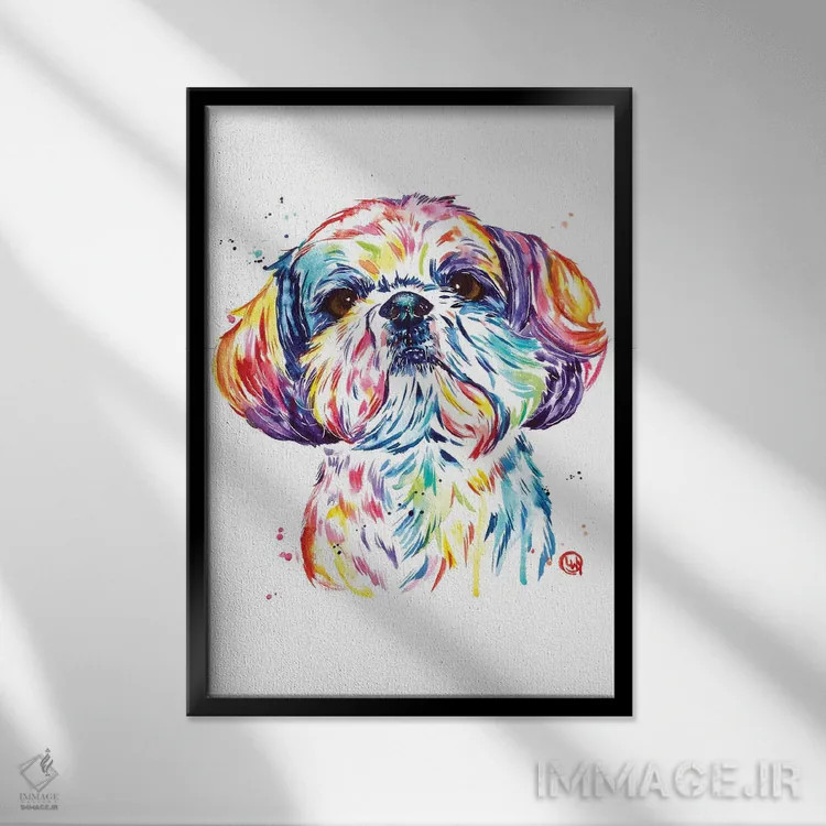 تابلو دکوراتیو کیکی شیتزو اثر لیزا وایت هاوس - نمای قابدار مشکی