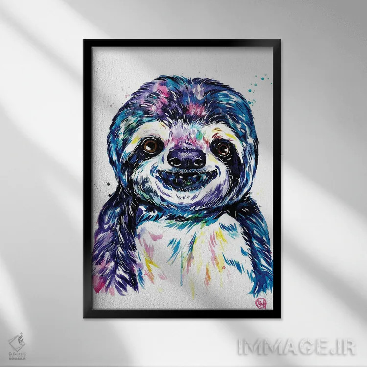 تابلو دکوراتیو سوزی تنبل اثر لیزا وایت هاوس - نمای قابدار مشکی