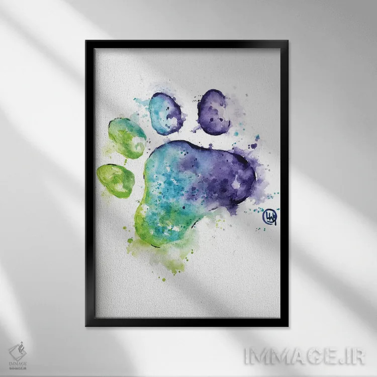 تابلو دکوراتیو پنجه بنفش اثر لیزا وایت هاوس - نمای قابدار مشکی