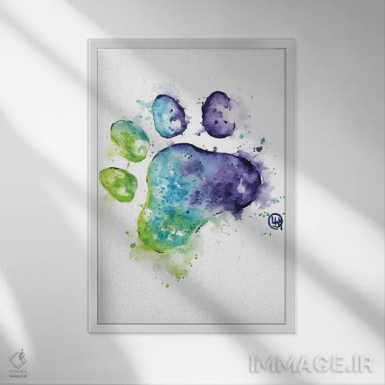 تابلو دکوراتیو پنجه بنفش اثر لیزا وایت هاوس - نمای قابدار سفید