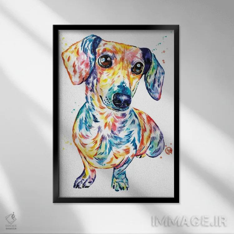 تابلو دکوراتیو داشهوند اثر لیزا وایت هاوس - نمای قابدار مشکی