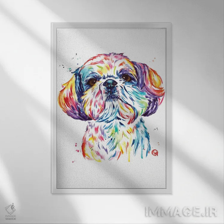 تابلو دکوراتیو کیکی شیتزو اثر لیزا وایت هاوس - نمای قابدار سفید