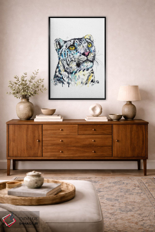 تابلو مدرن پلنگ برفی اثر لیزا وایت هاوس - D5B