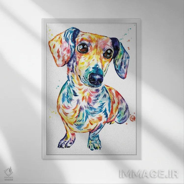 تابلو دکوراتیو داشهوند اثر لیزا وایت هاوس - نمای قابدار سفید