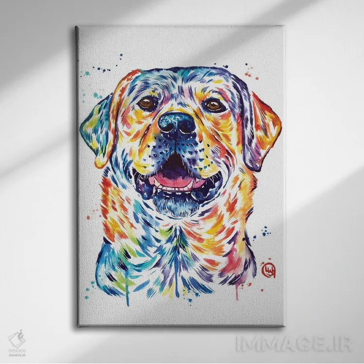 تابلو دکوراتیو لابرادور شاد اثر لیزا وایت هاوس - نمای روبهرو روی دیوار