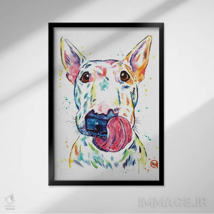 تابلو دکوراتیو بول تریر اثر لیزا وایت هاوس - نمای قابدار مشکی