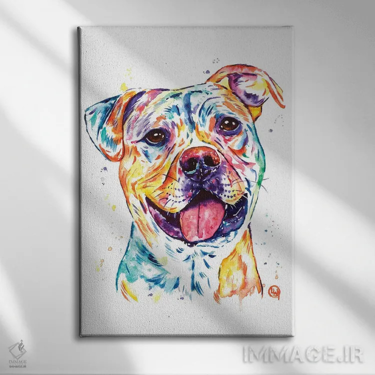 تابلو دکوراتیو استافوردشایر بول تریر اثر لیزا وایت هاوس - نمای روبهرو روی دیوار