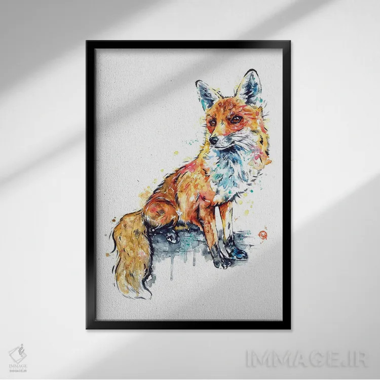 تابلو دکوراتیو روباه اثر لیزا وایت هاوس - نمای قابدار مشکی