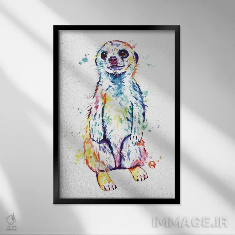 تابلو دکوراتیو میرکات اثر لیزا وایت هاوس - نمای قابدار مشکی