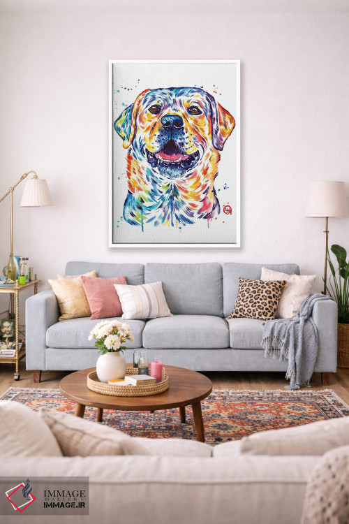 تابلو دکوراتیو لابرادور شاد اثر لیزا وایت هاوس - D1W