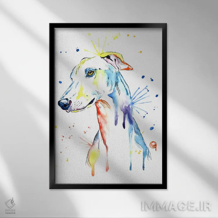 تابلو دکوراتیو گری هوند اثر لیزا وایت هاوس - نمای قابدار مشکی