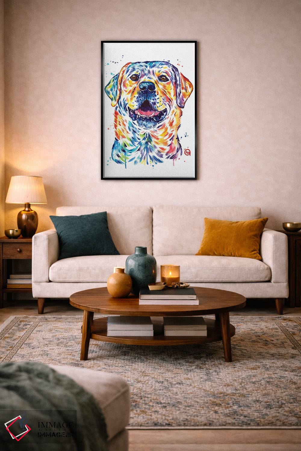 تابلو دکوراتیو لابرادور شاد اثر لیزا وایت هاوس - D5B