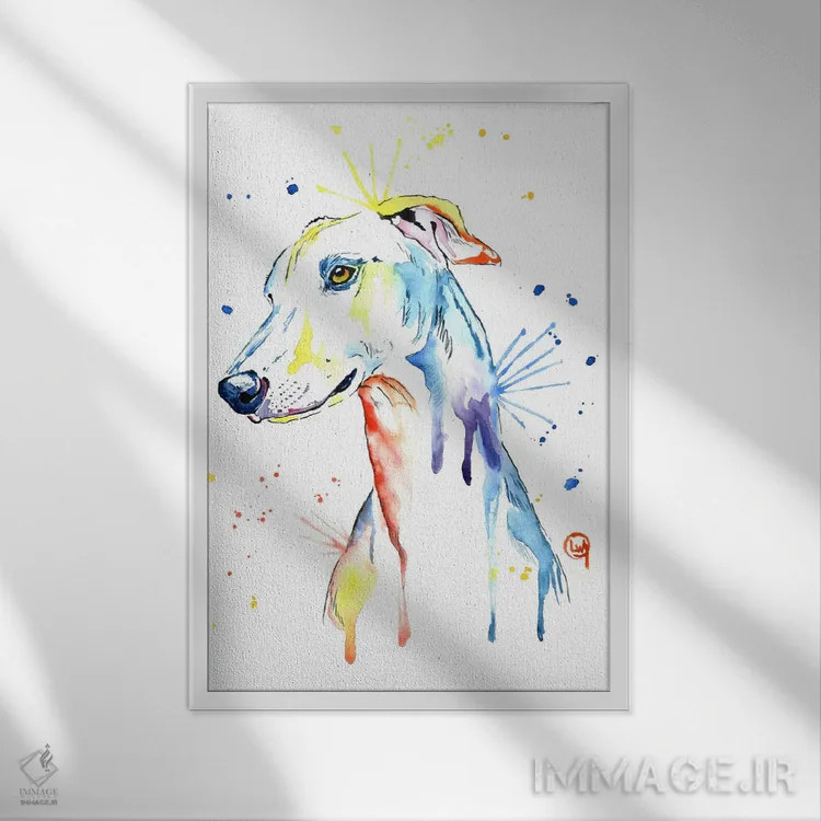 تابلو دکوراتیو گری هوند اثر لیزا وایت هاوس - نمای قابدار سفید