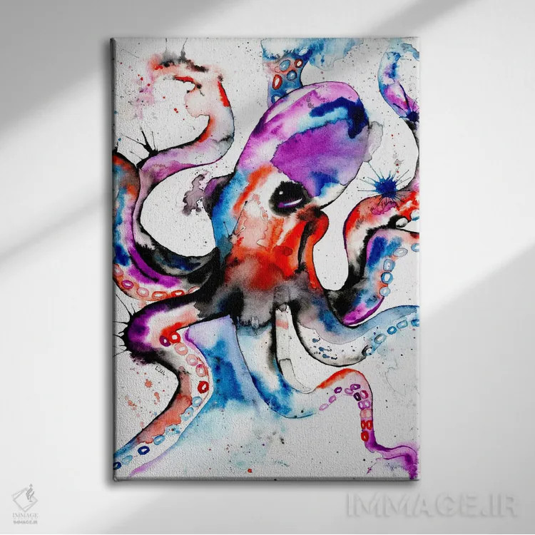 تابلو دکوراتیو اختاپوس اثر لیزا وایت هاوس - نمای روبهرو روی دیوار
