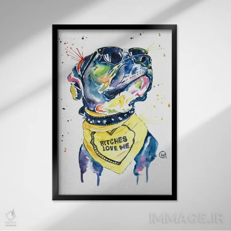 تابلو دکوراتیو عاشق بول اثر لیزا وایت هاوس - نمای قابدار مشکی